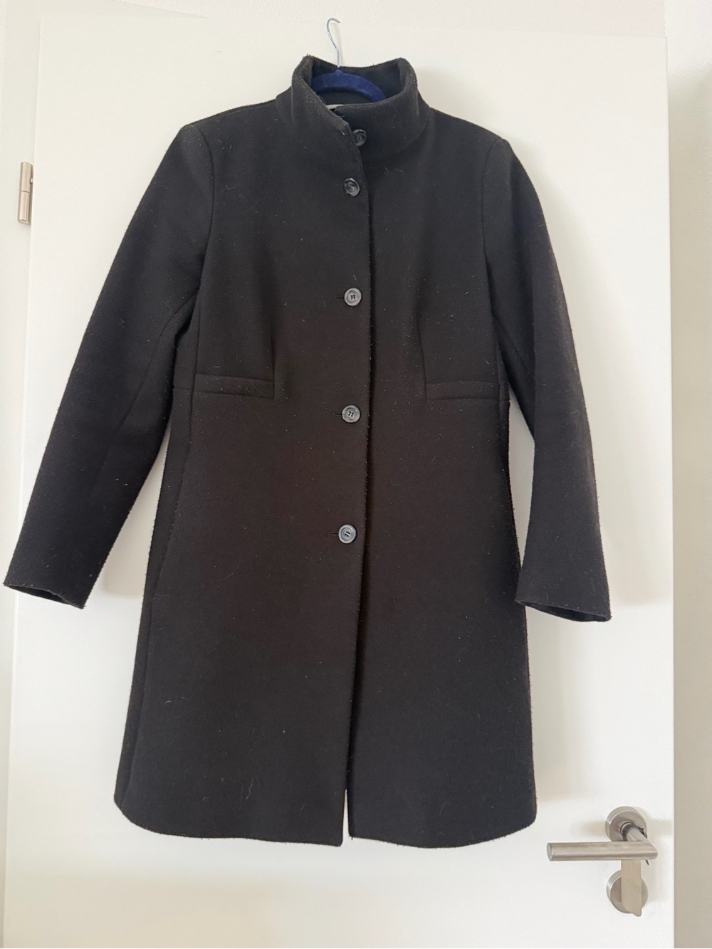 Women's Black Pea Coat - Classic Single-Breasted Design